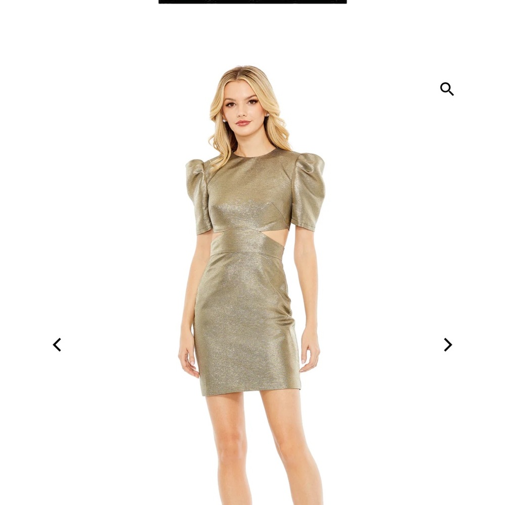 Chic Metallic Puff Sleeve Mini Dress